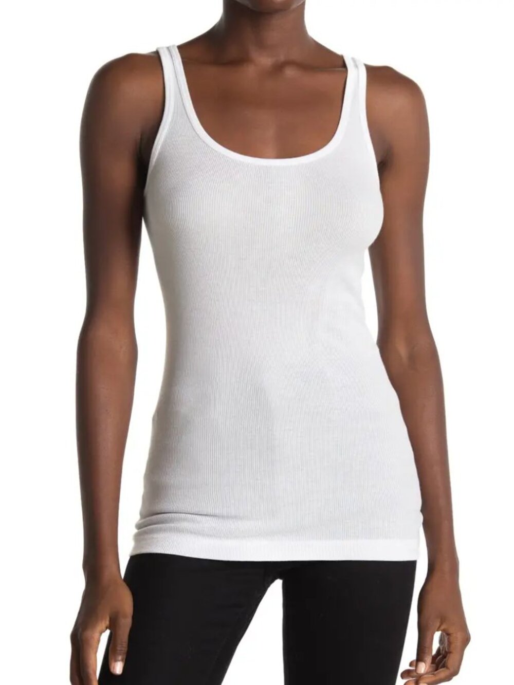 NWOT VINCE White Ribbed Tank Top Sleeveless Soft Pima Cotton Modal blend size M